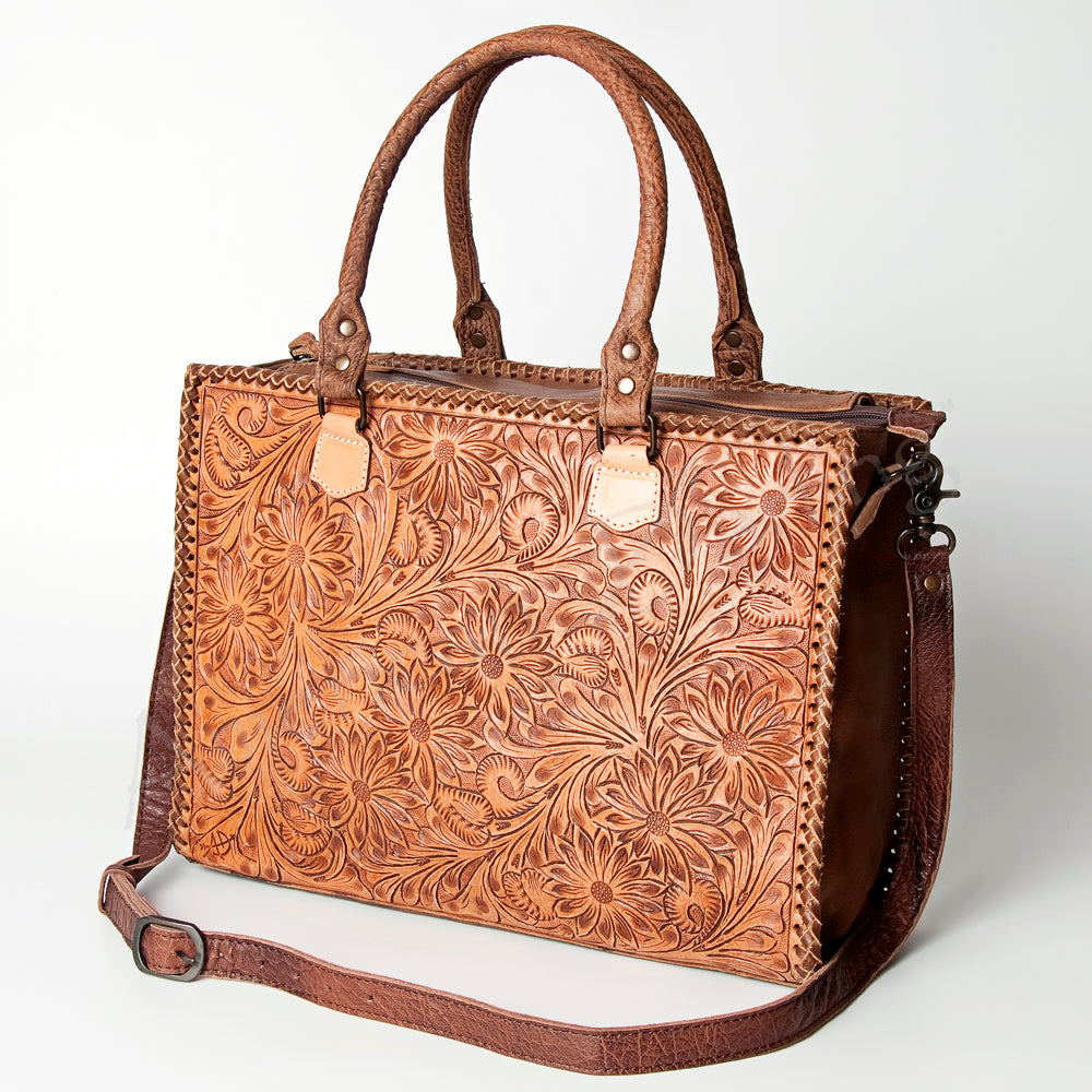 American Darling Briefcase Hand Tooled Genuine Leather