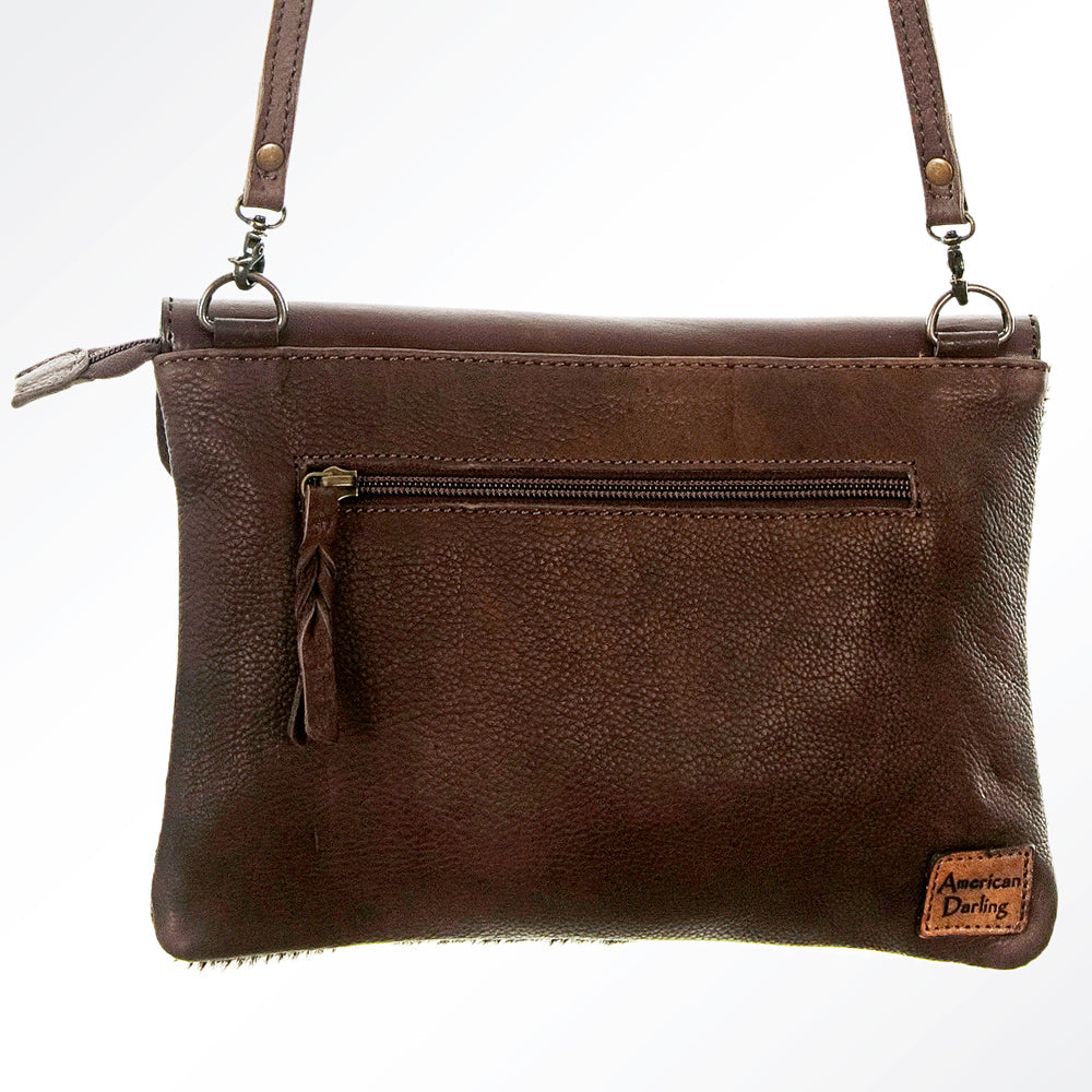 American Darling Hand-Tooled Hair-On Genuine Leather Envelope Bag