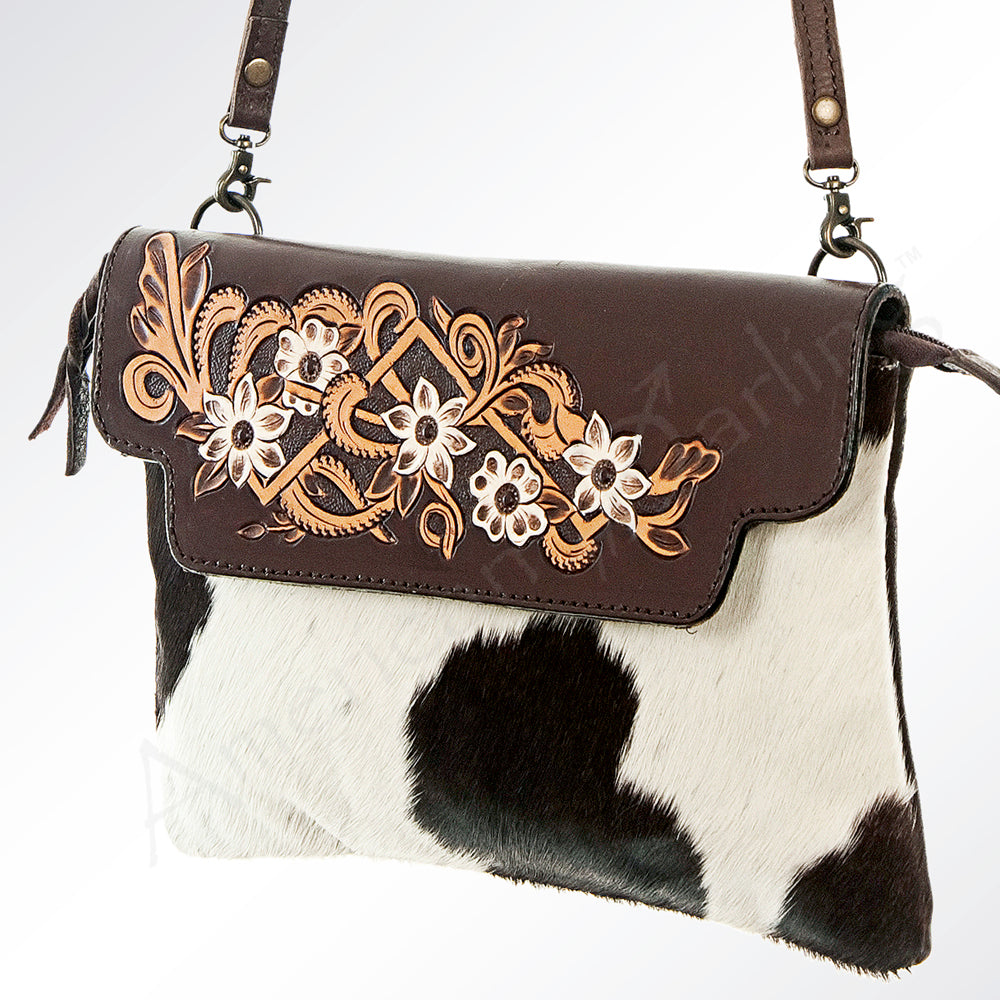 American Darling Hand-Tooled Hair-On Genuine Leather Envelope Bag