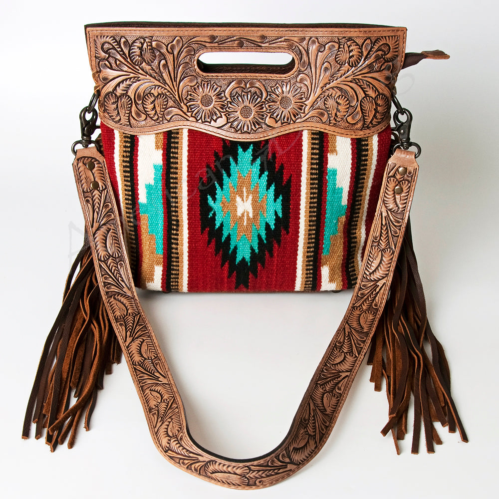 American Darling Hand-Tooled Saddle Blanket Genuine Leather Clutch
