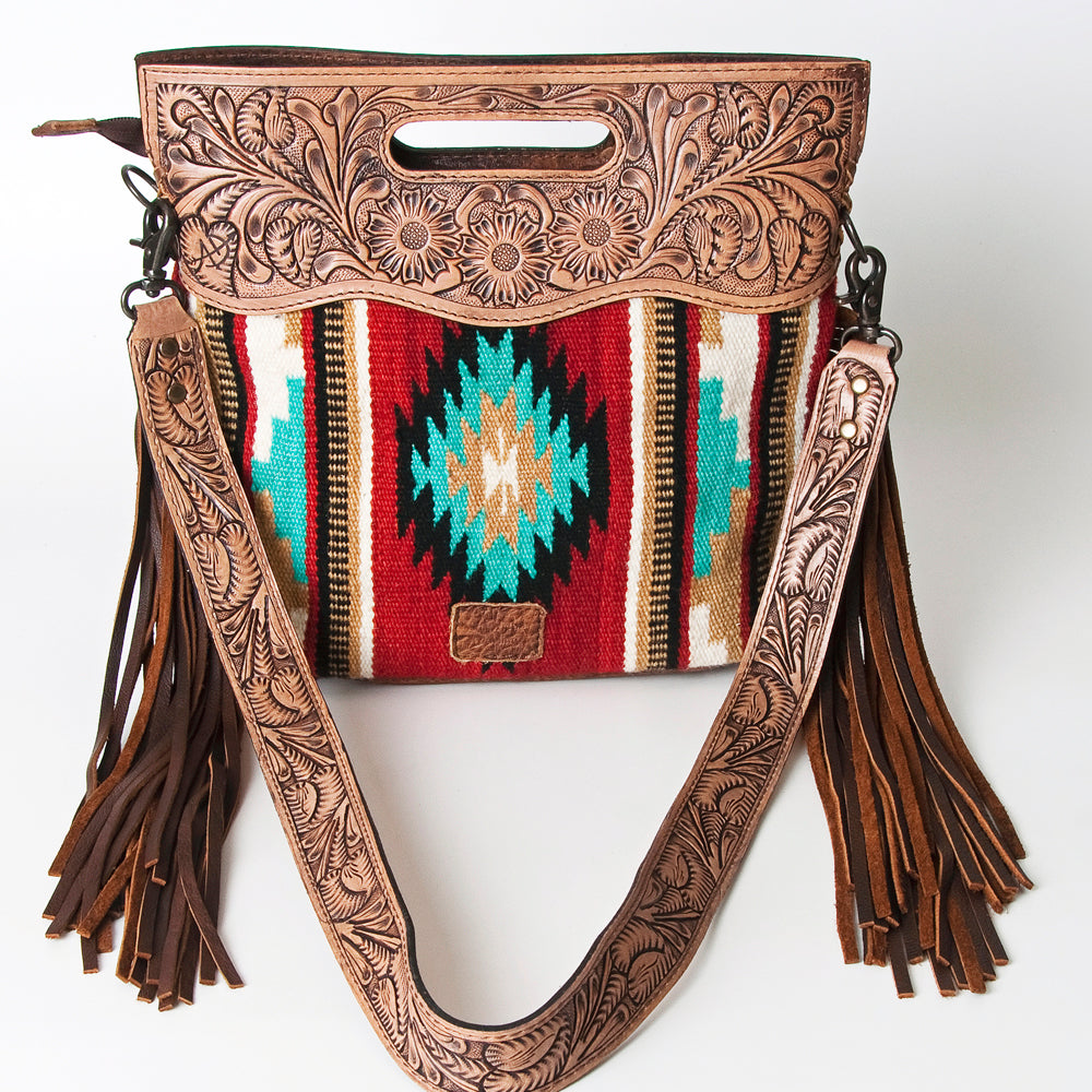 American Darling Hand-Tooled Saddle Blanket Genuine Leather Clutch