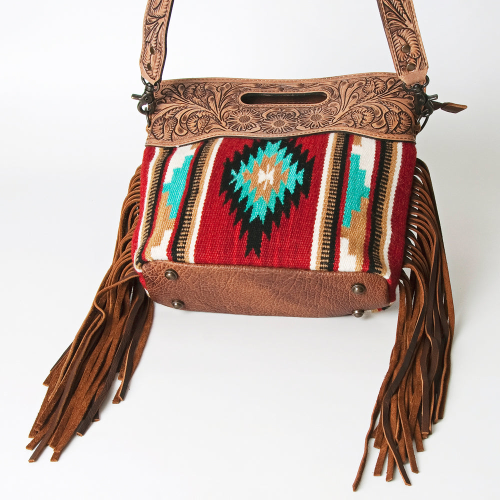 American Darling Hand-Tooled Saddle Blanket Genuine Leather Clutch