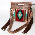 American Darling Hand-Tooled Saddle Blanket Genuine Leather Clutch