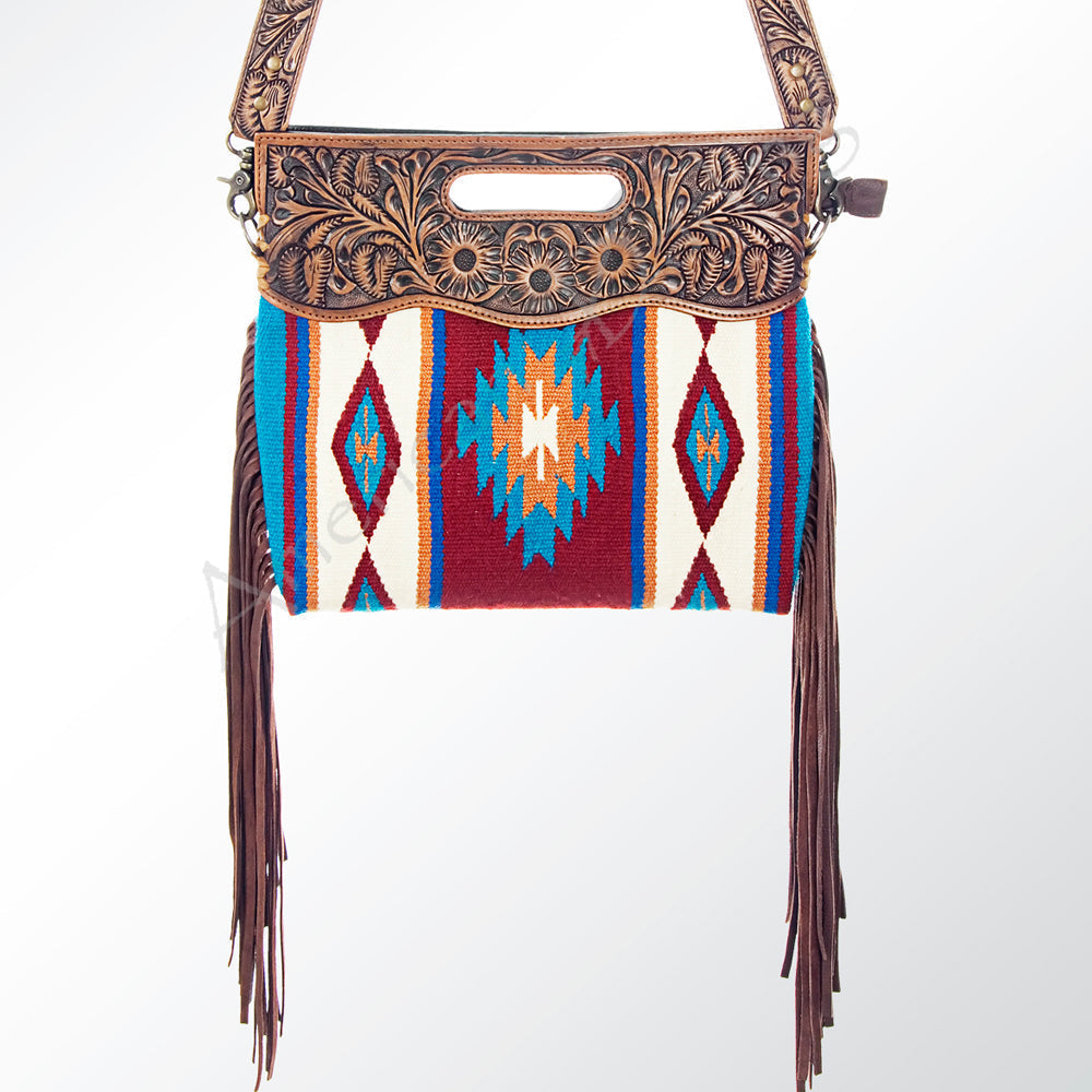 American Darling Hand-Tooled Saddle Blanket Leather Clutch