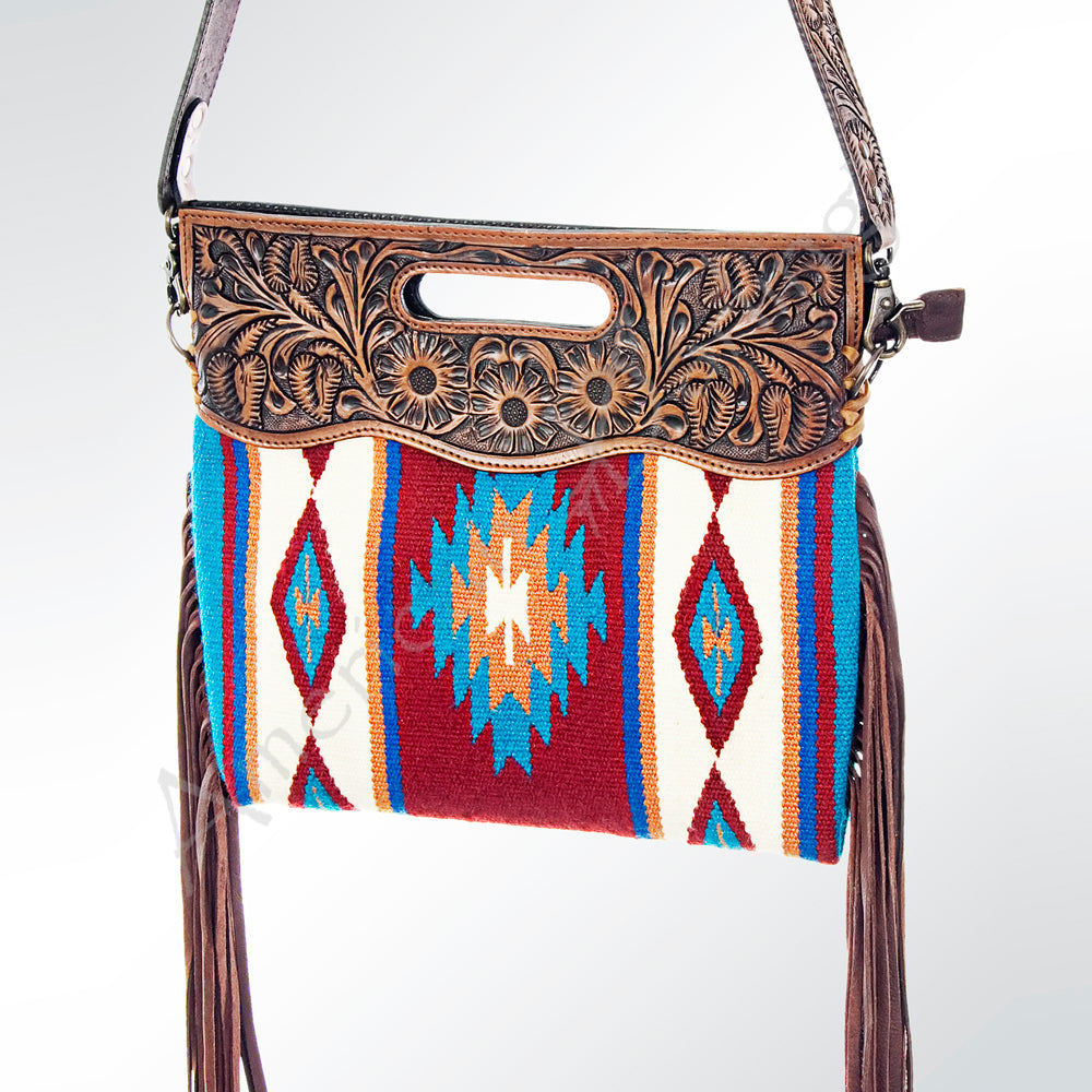 American Darling Hand-Tooled Saddle Blanket Leather Clutch
