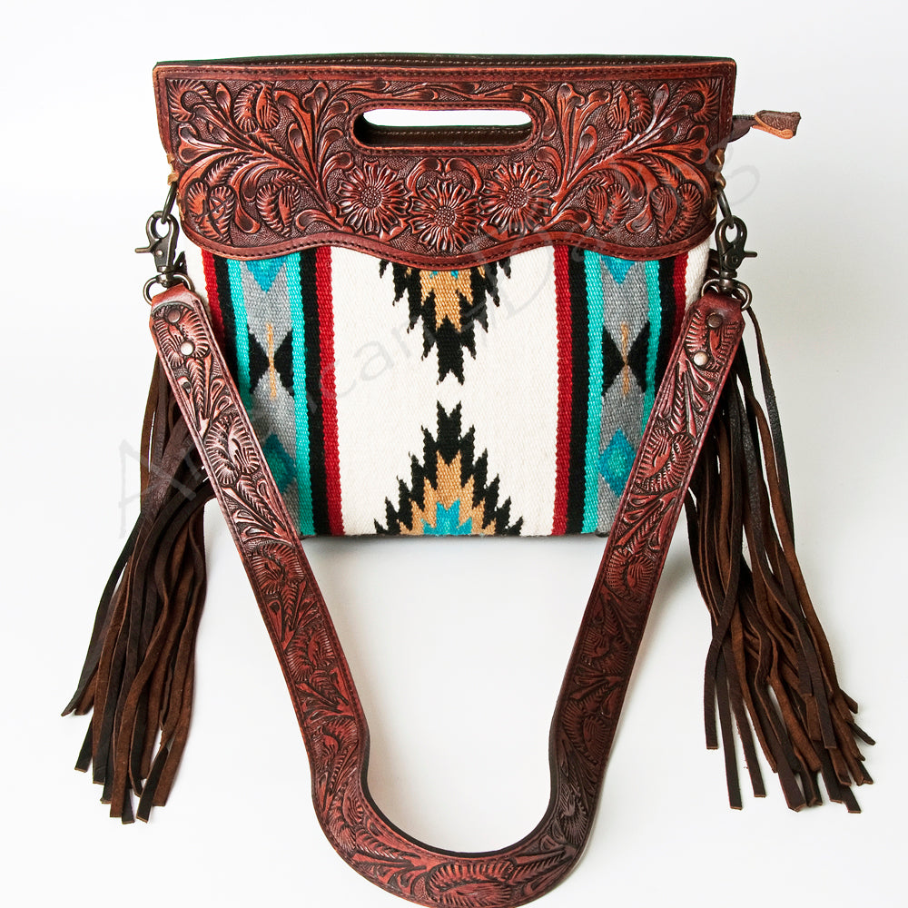 American Darling Hand-Tooled Saddle Blanket Leather Clutch