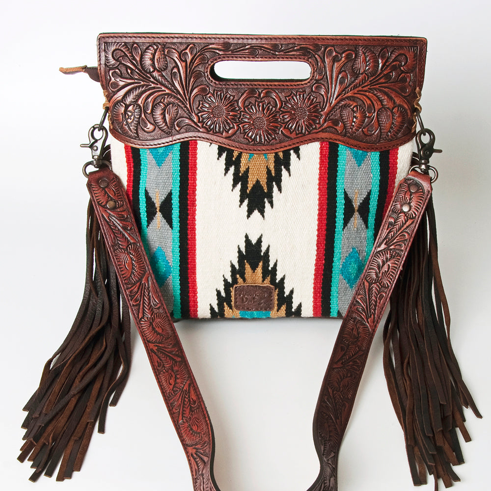 American Darling Hand-Tooled Saddle Blanket Leather Clutch