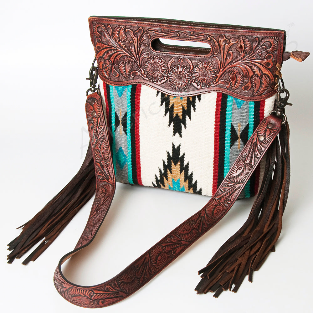 American Darling Hand-Tooled Saddle Blanket Leather Clutch