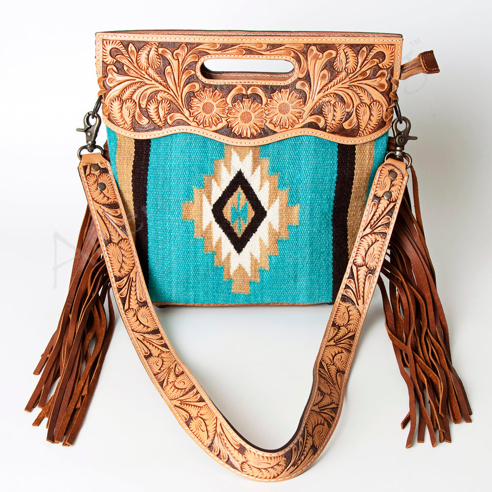 American Darling Hand-Tooled Saddle Blanket Leather Clutch