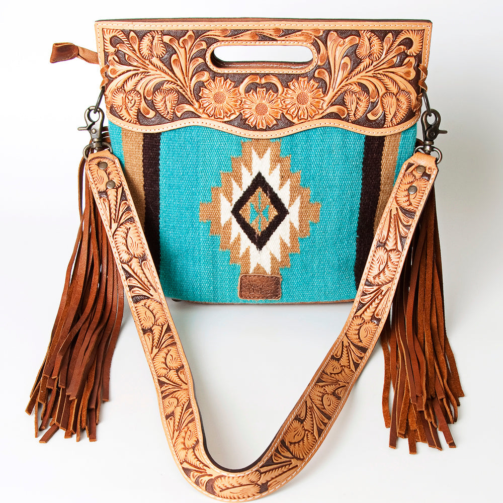 American Darling Hand-Tooled Saddle Blanket Leather Clutch