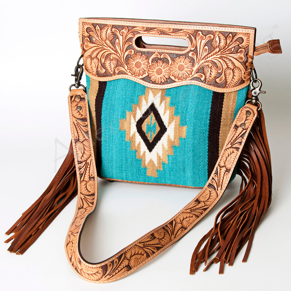 American Darling Hand-Tooled Saddle Blanket Leather Clutch