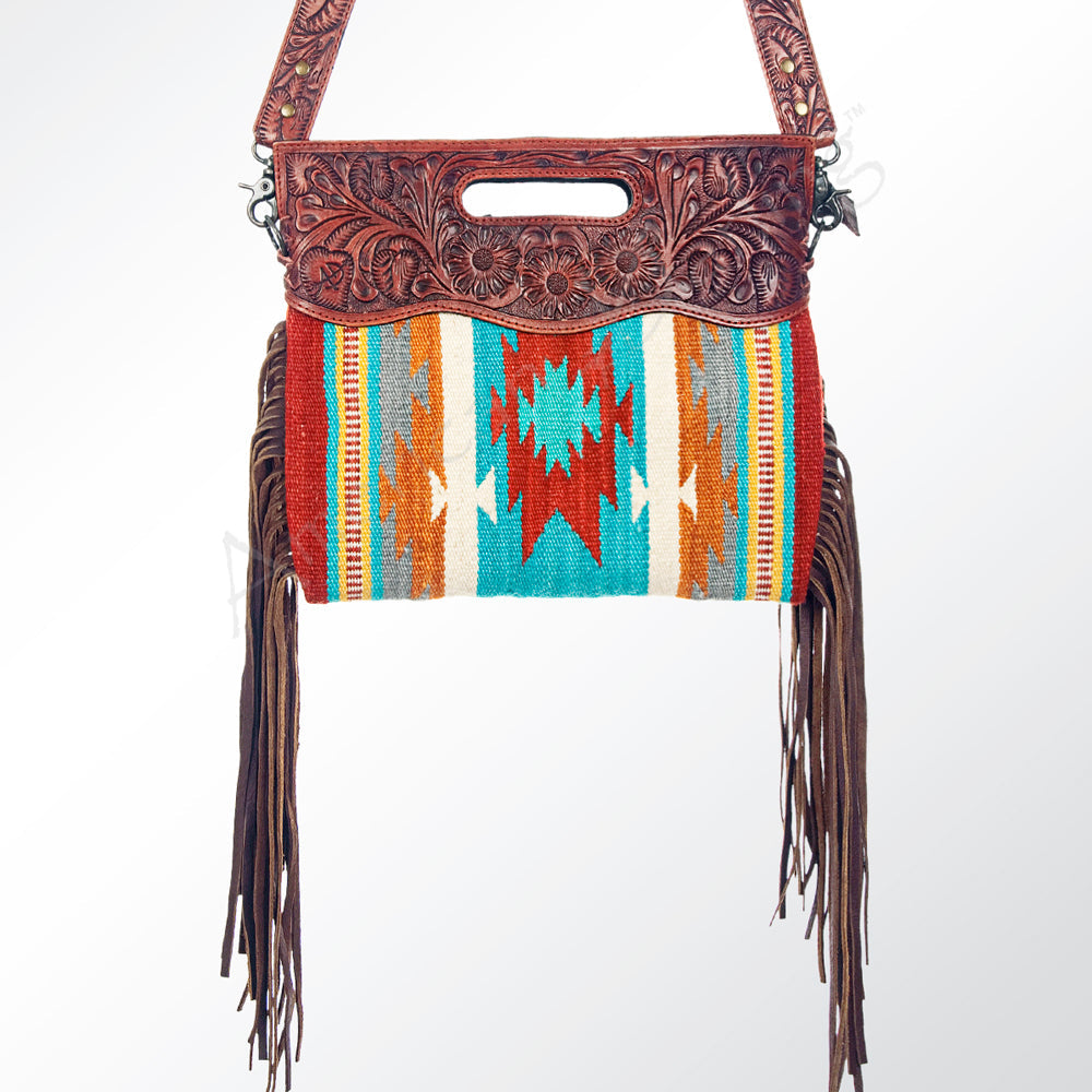American Darling Hand-Tooled Saddle Blanket Leather Clutch