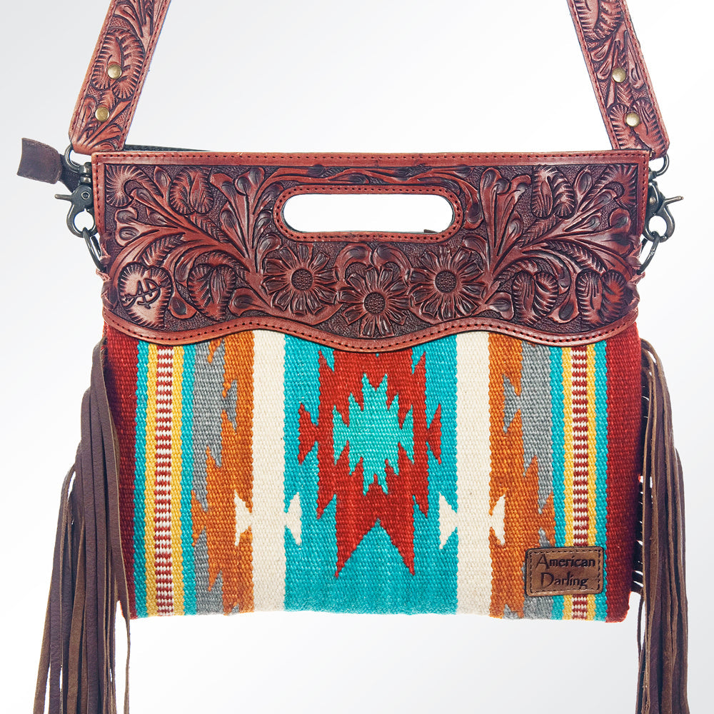 American Darling Hand-Tooled Saddle Blanket Leather Clutch