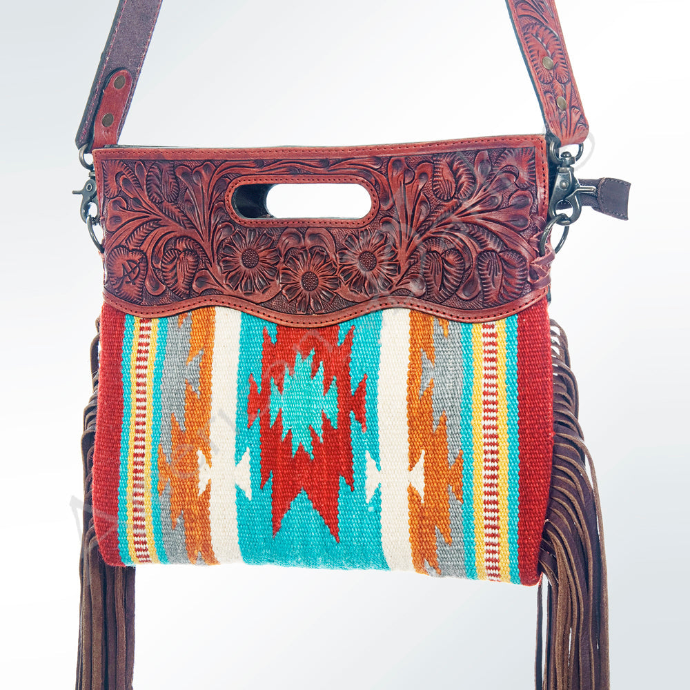 American Darling Hand-Tooled Saddle Blanket Leather Clutch