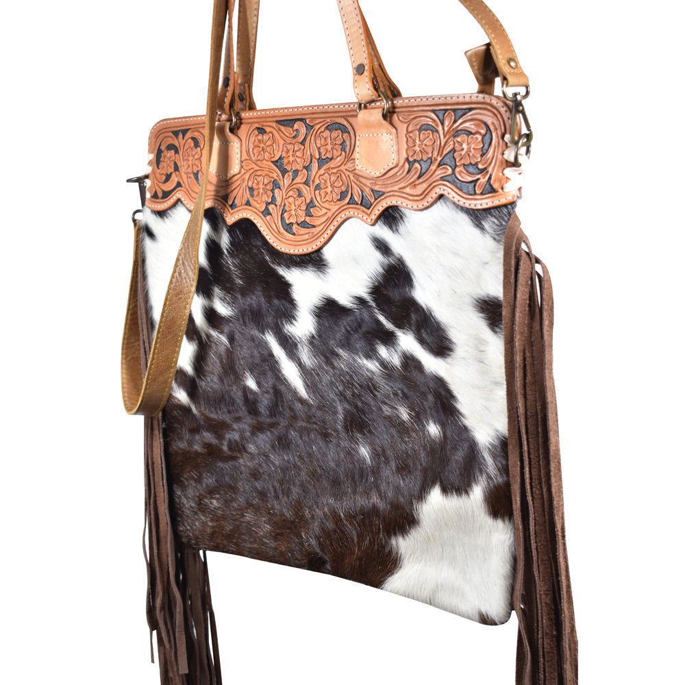 American Darling Tote Hand Tooled Hair-On Genuine Leather