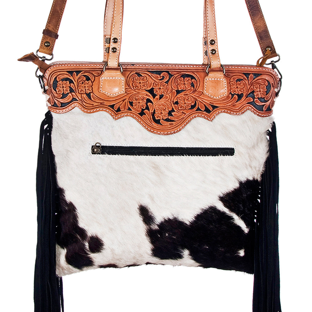 American Darling Tote Hand Tooled Hair-On Genuine Leather