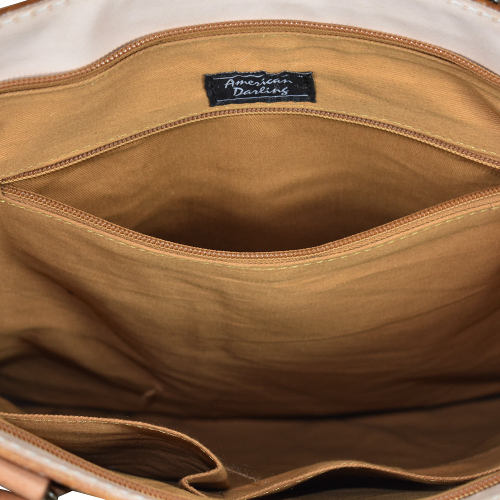 American Darling Tote Hand Tooled Hair-On Genuine Leather
