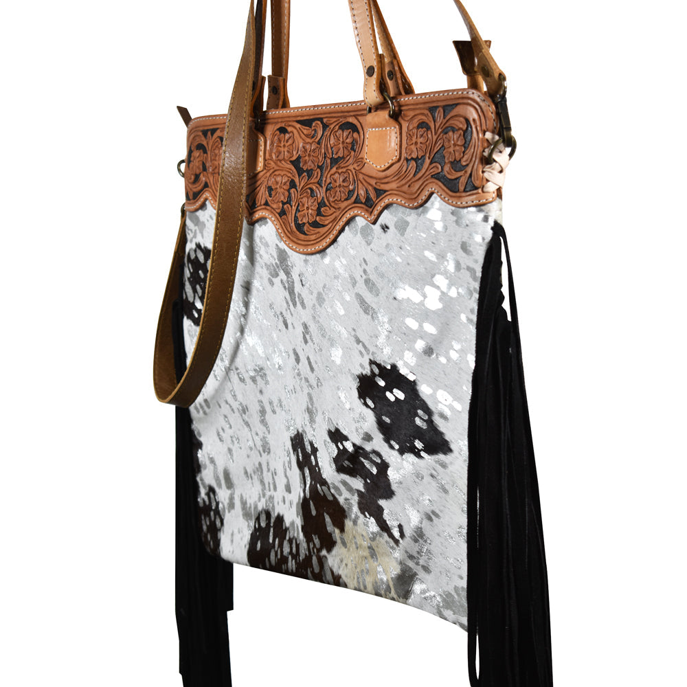 American Darling Tote Hand Tooled Hair-On Genuine Leather