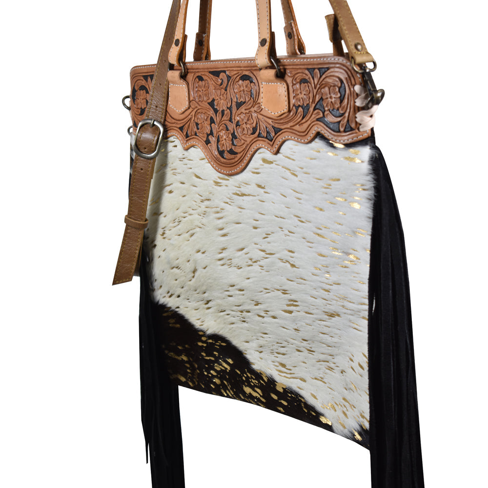 American Darling Tote Hand Tooled Hair-On Genuine Leather