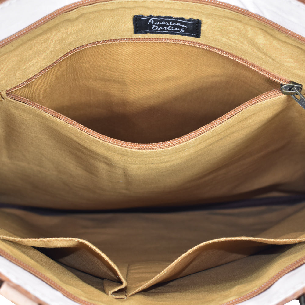 American Darling Tote Hand Tooled Hair-On Genuine Leather