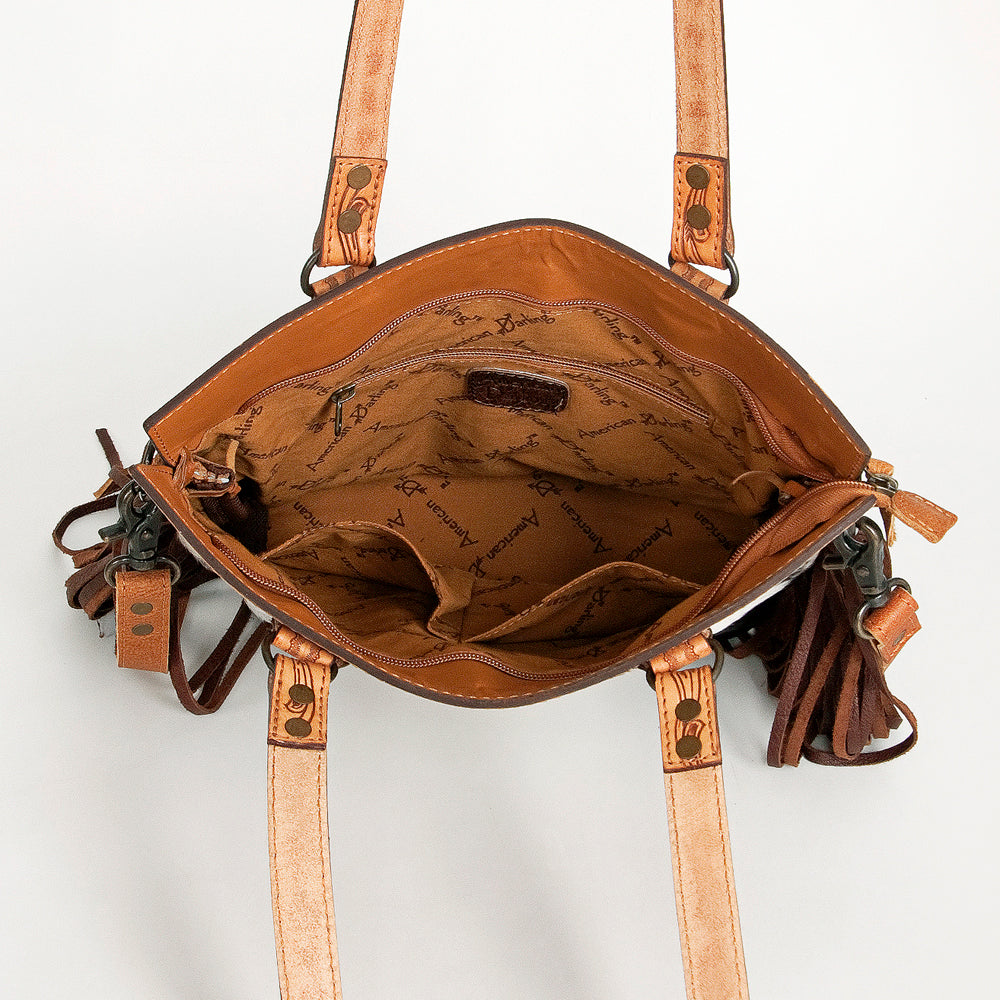 American Darling Crossbody Hand Tooled Hair-On Genuine Leather