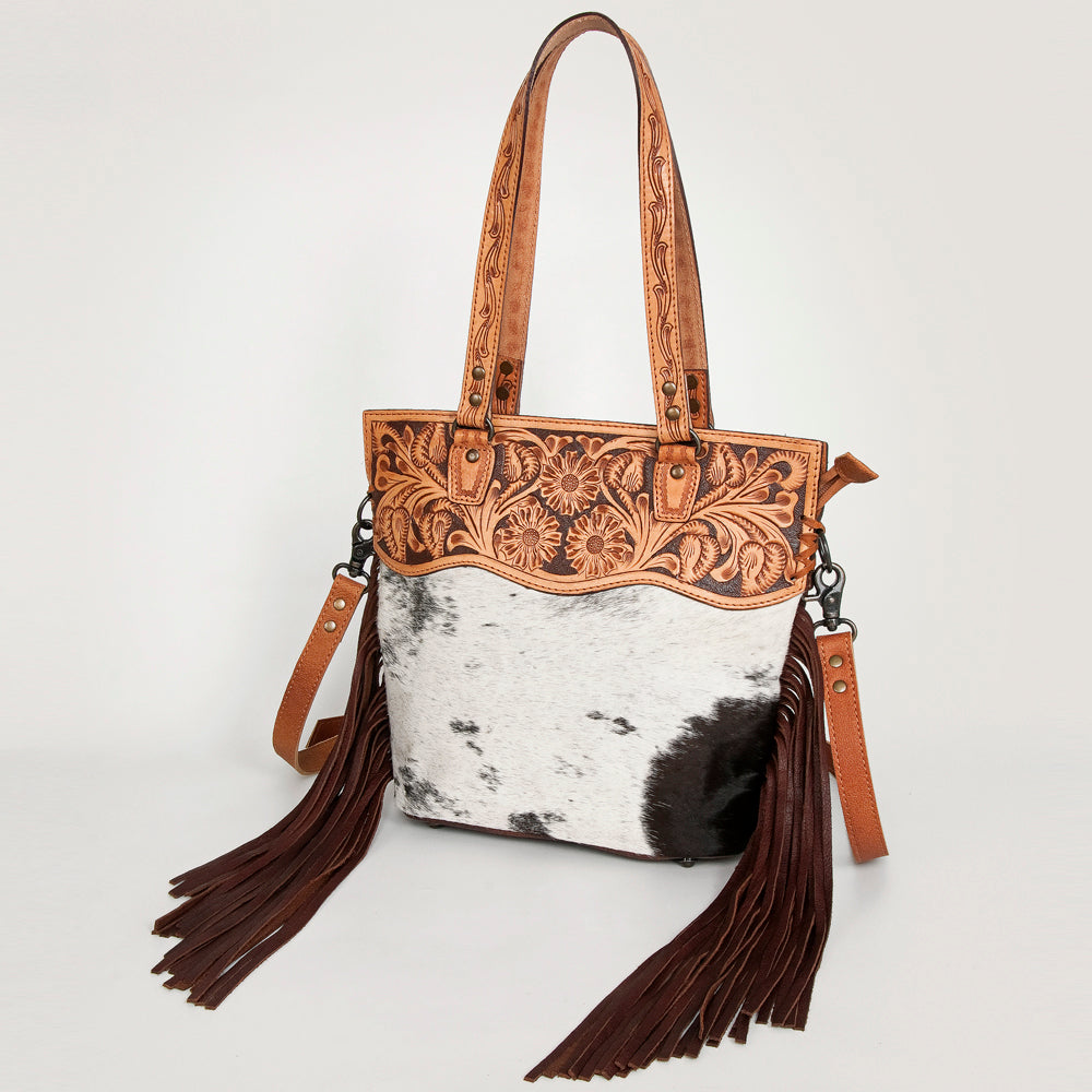 American Darling Crossbody Hand Tooled Hair-On Genuine Leather