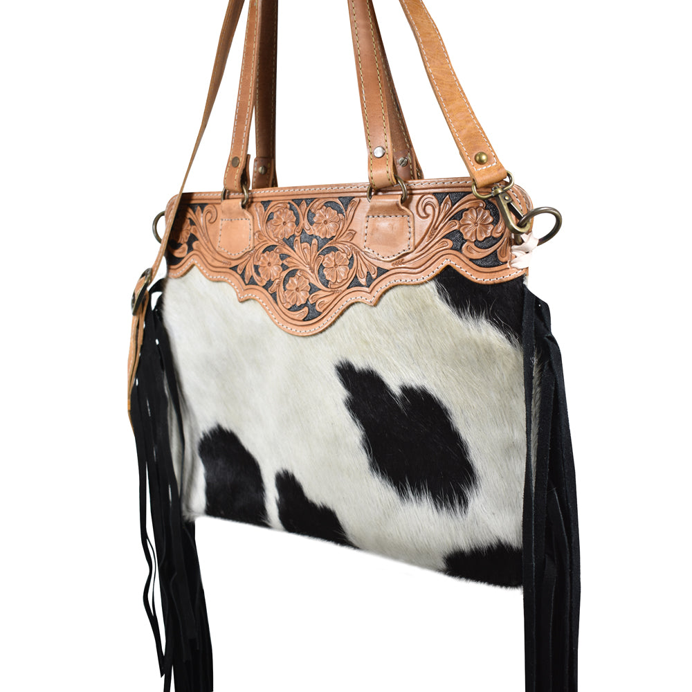 American Darling Crossbody Hand Tooled Hair-On Genuine Leather