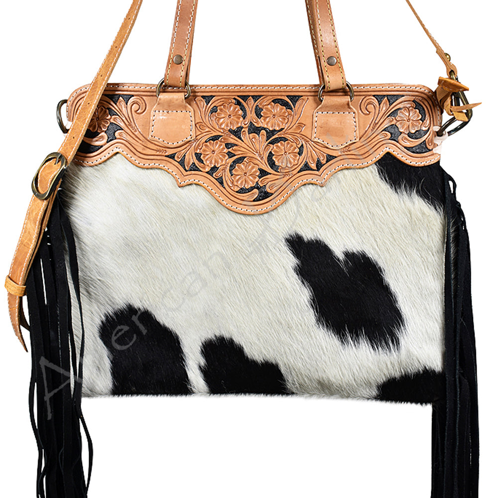 American Darling Crossbody Hand Tooled Hair-On Genuine Leather