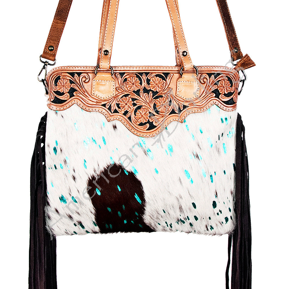 American Darling Crossbody Hand Tooled Hair-On Genuine Leather