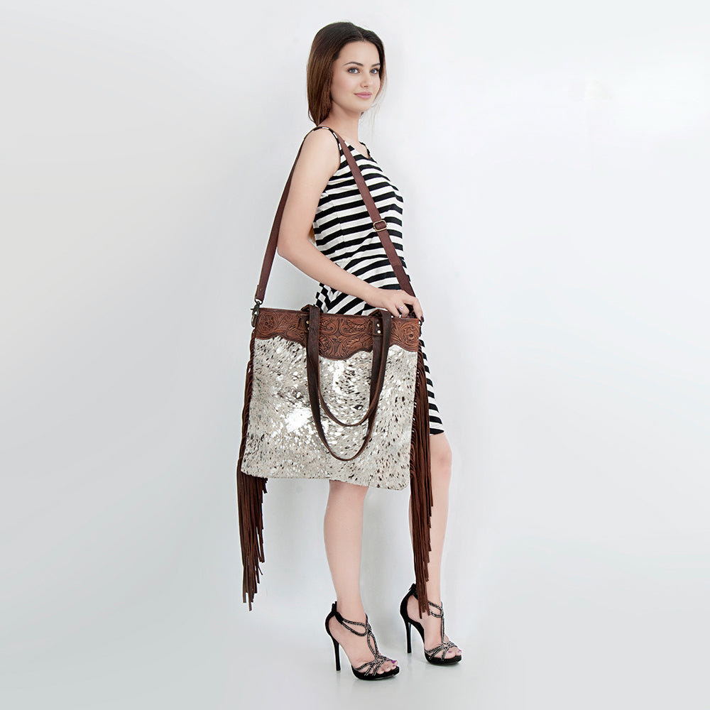 American Darling Crossbody Hand Tooled Hair-On Genuine Leather