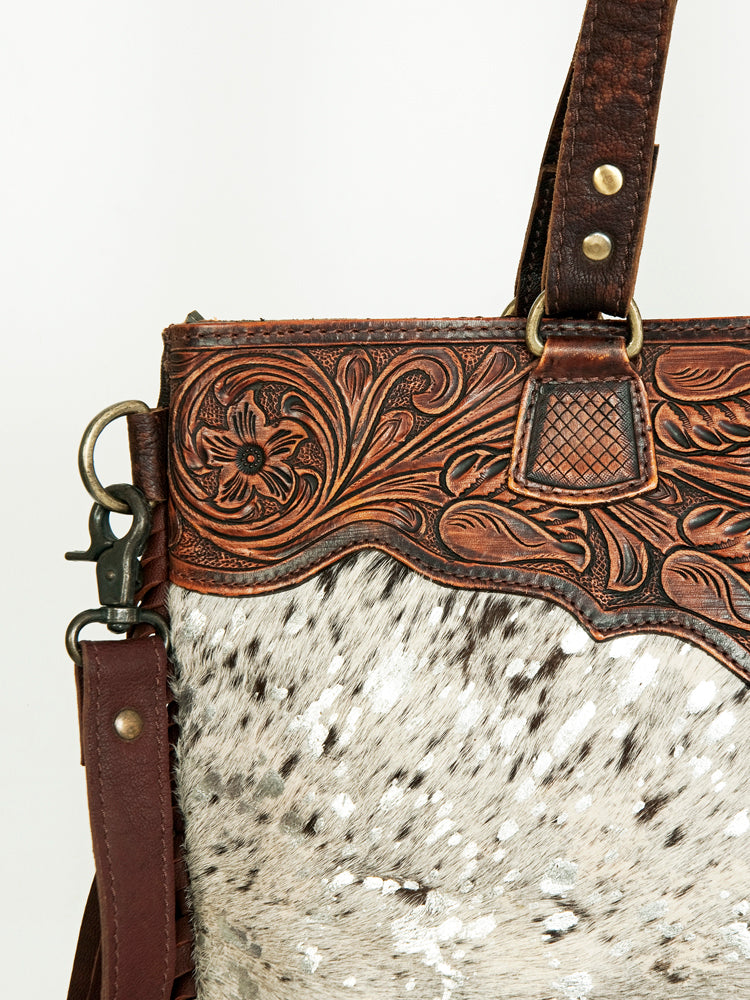American Darling Crossbody Hand Tooled Hair-On Genuine Leather