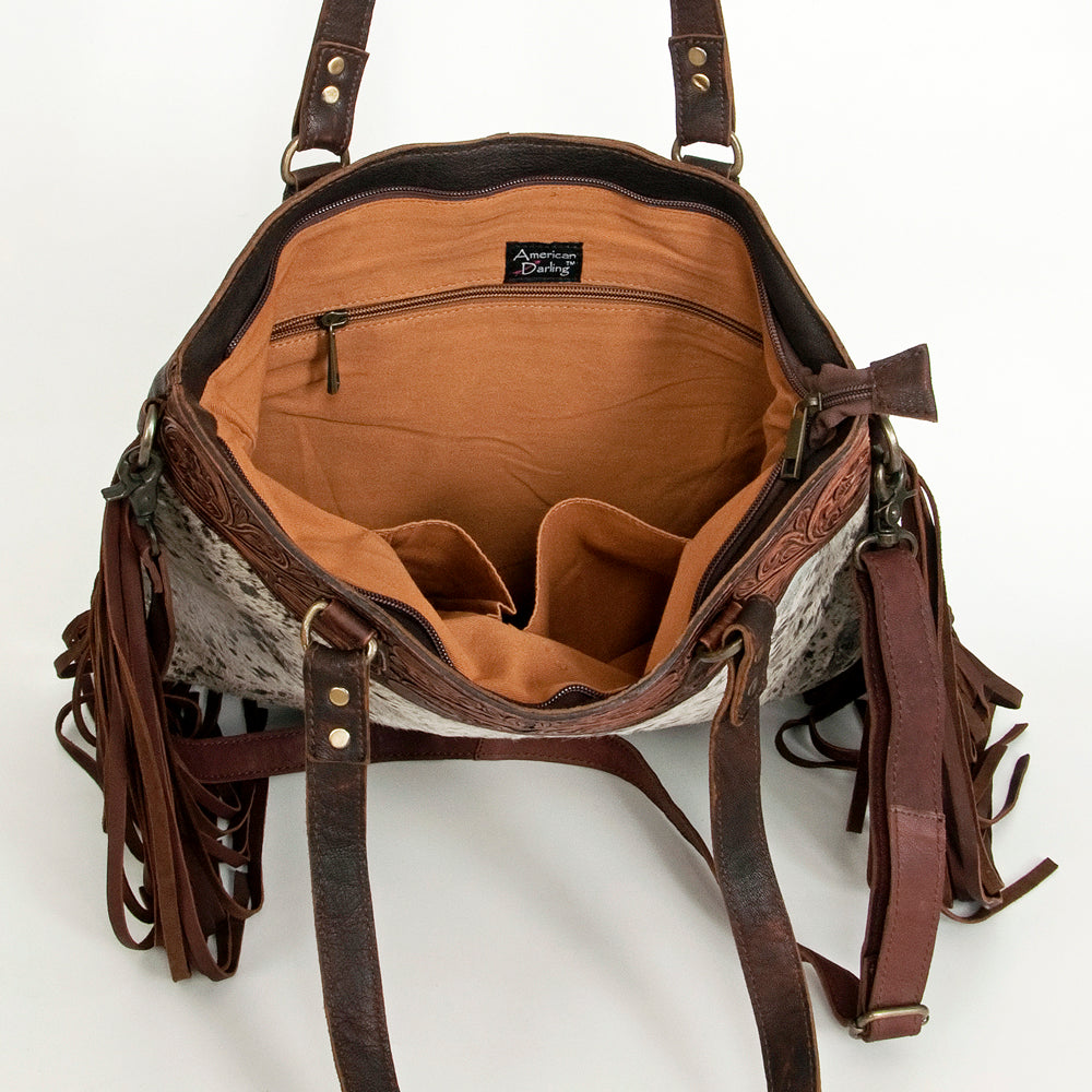 American Darling Crossbody Hand Tooled Hair-On Genuine Leather
