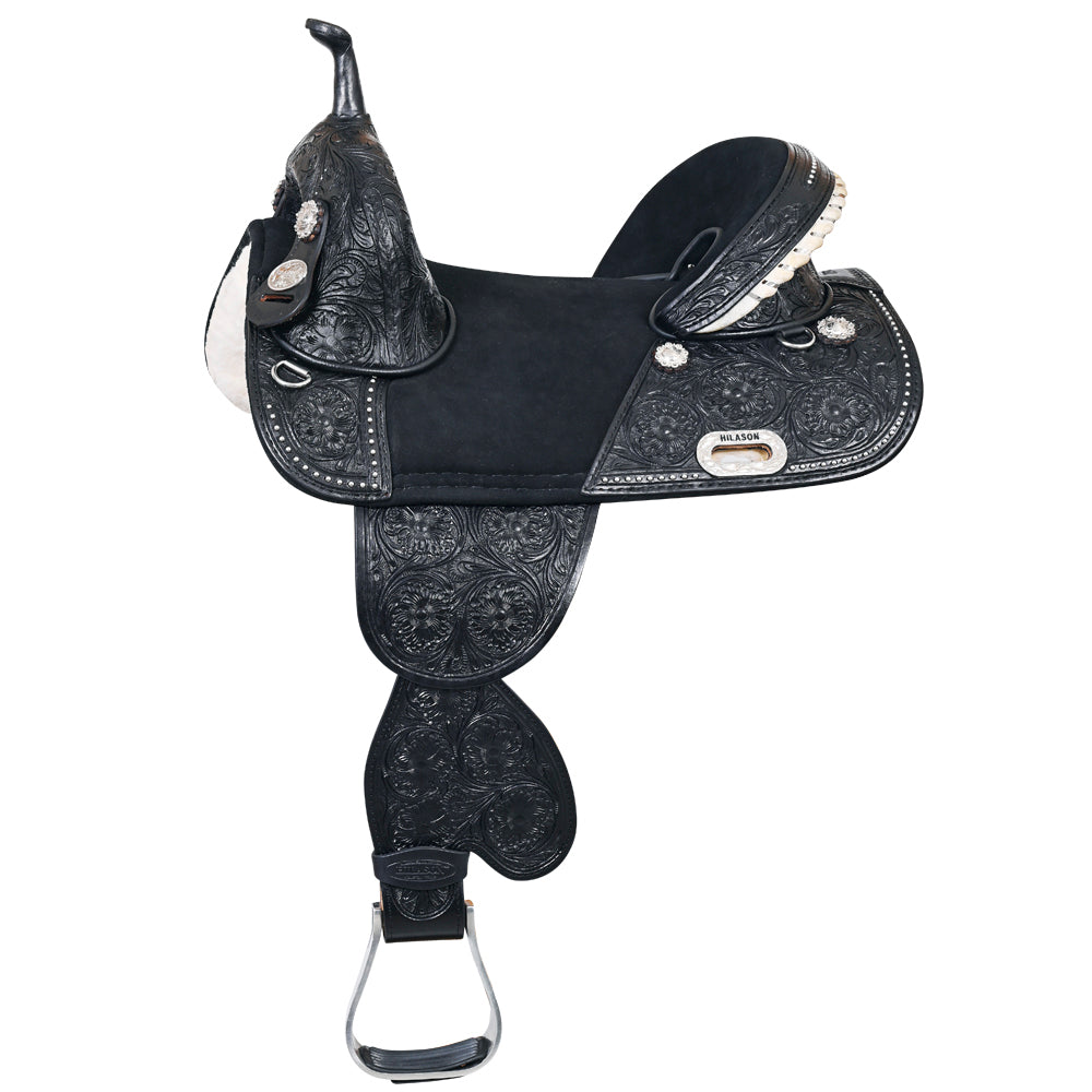 Hilason Western Horse  Treeless Barrel Racing American Leather Saddle