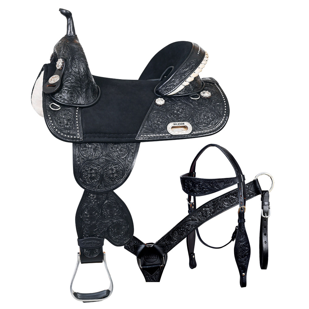 Hilason Western Horse  Treeless Barrel Racing American Leather Saddle