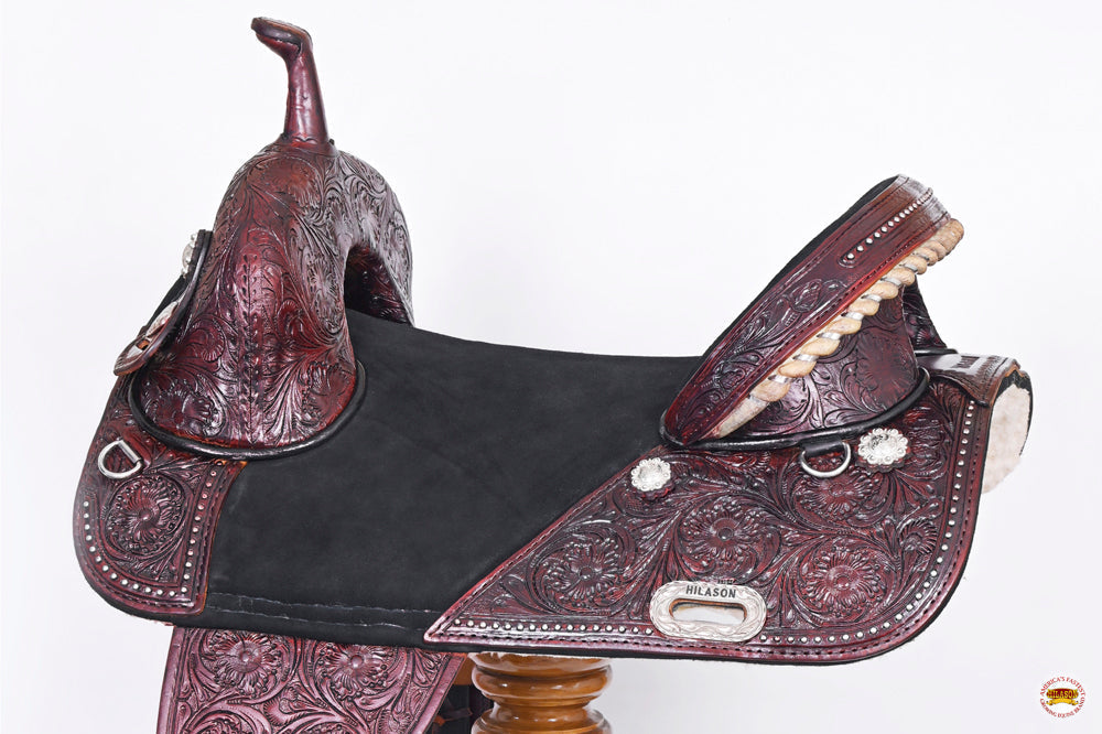 Western Horse Saddle Hilason Treeless American Leather Barrel Racing