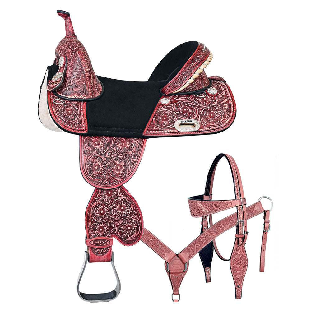 HILASON Treeless Horse Saddle Western American Leather Barrel Racing | for Horses
