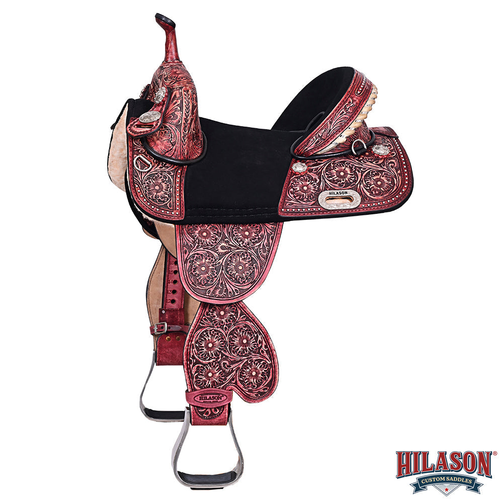 HILASON Western Horse Child Saddle Treeless American Leather Barrel | for Horses