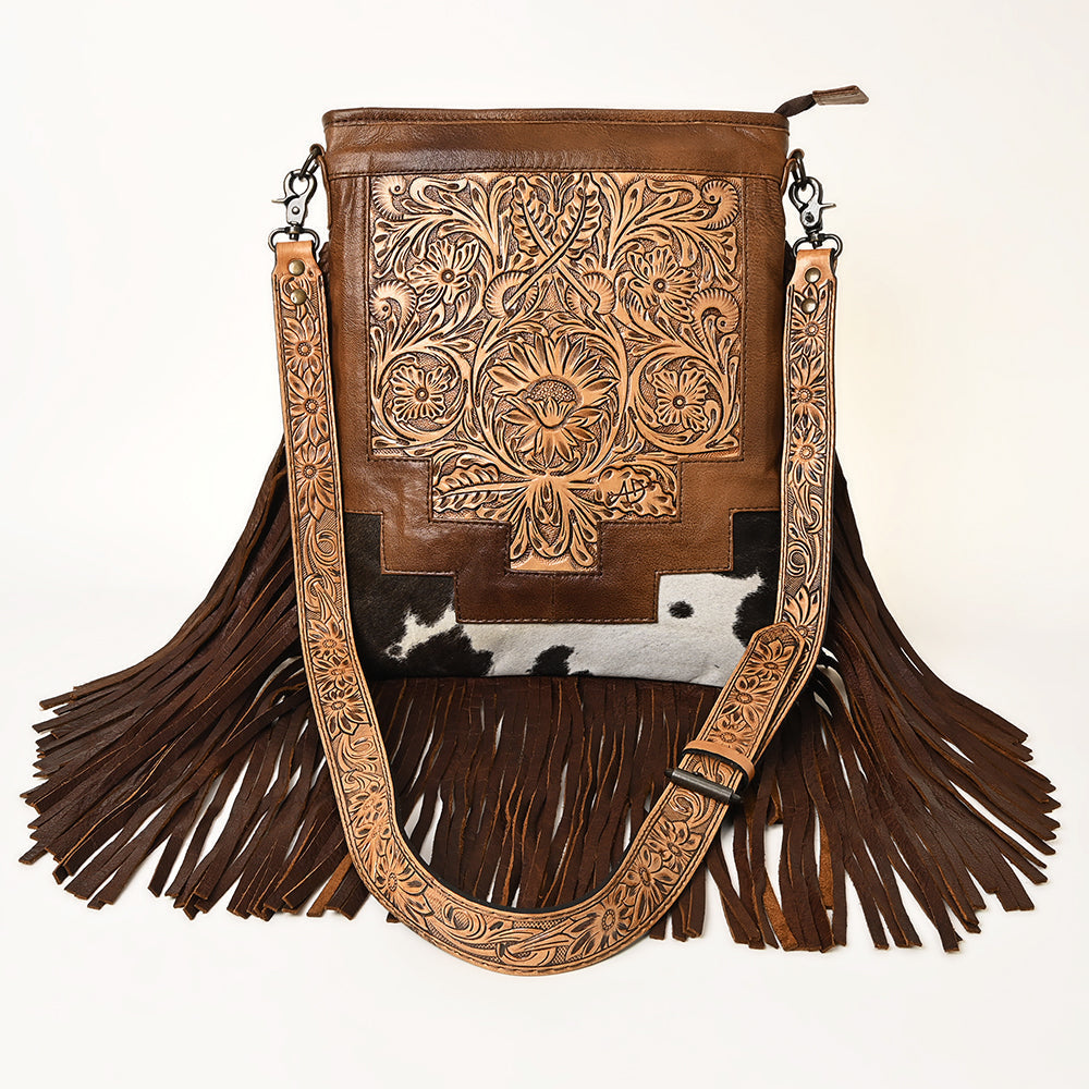 American Darling Messenger Hand Tooled Hair-On Genuine Leather