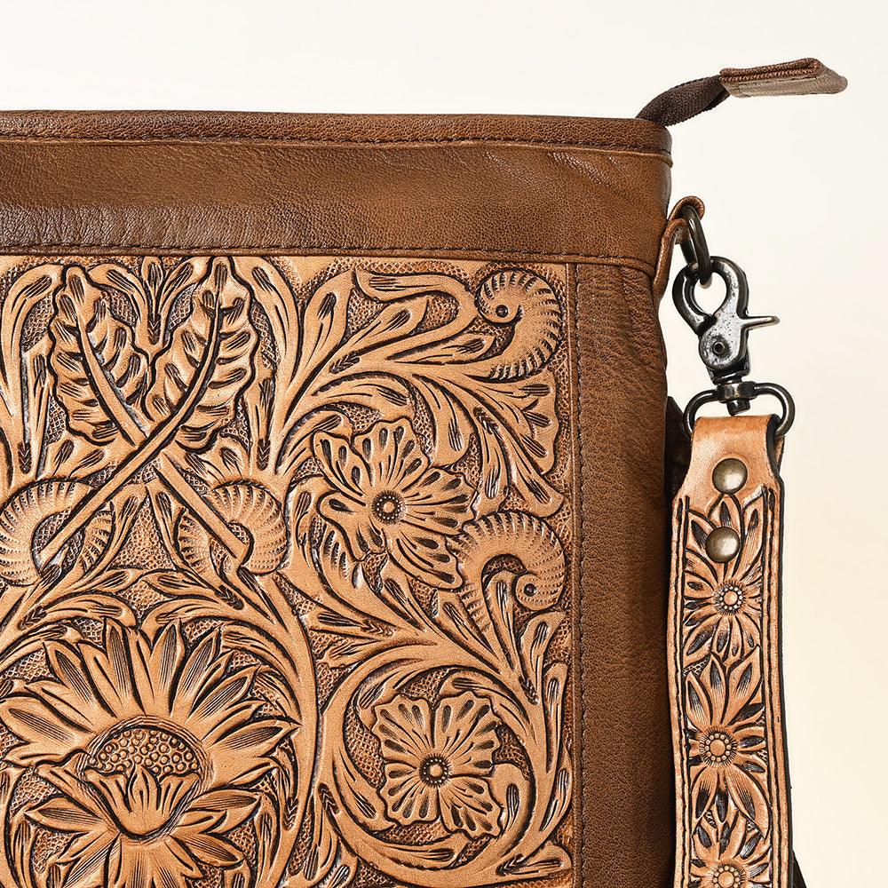 American Darling Messenger Hand Tooled Hair-On Genuine Leather