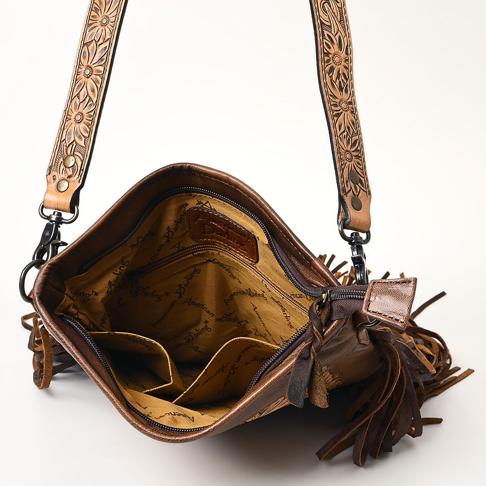 American Darling Messenger Hand Tooled Hair-On Genuine Leather