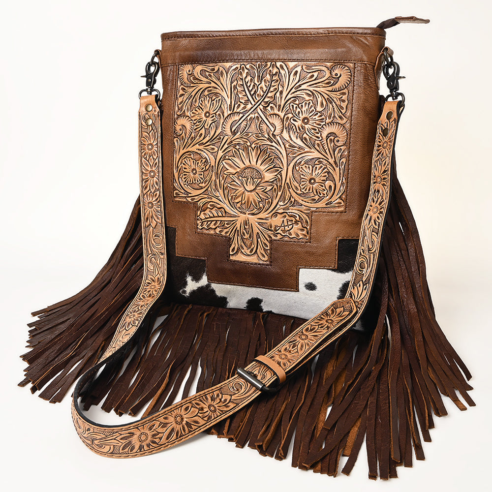 American Darling Messenger Hand Tooled Hair-On Genuine Leather