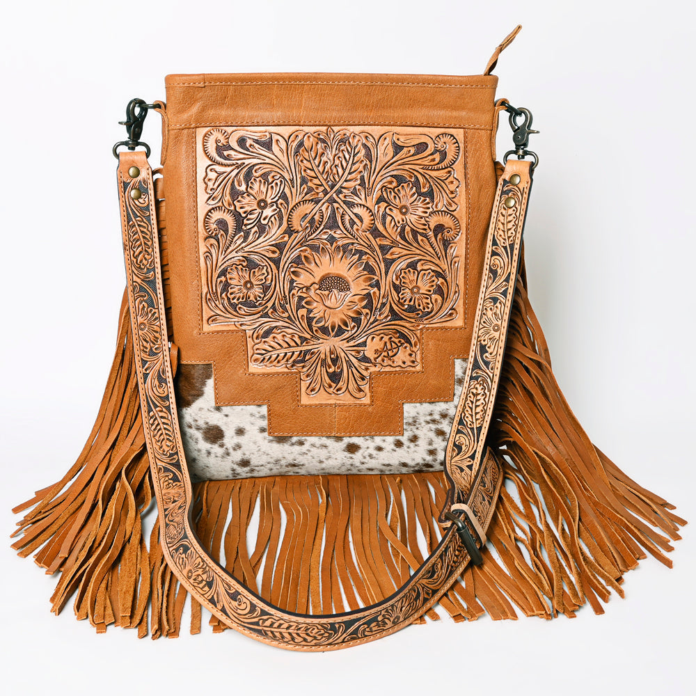 American Darling Messenger Hand Tooled Hair-On Genuine Leather