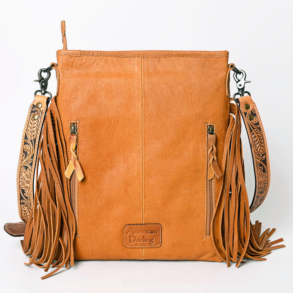 American Darling Messenger Hand Tooled Hair-On Genuine Leather