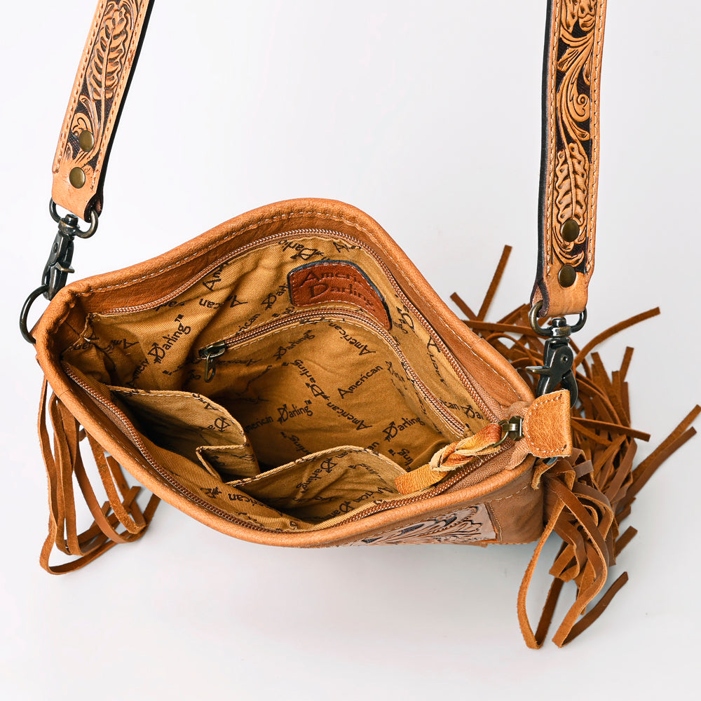 American Darling Messenger Hand Tooled Hair-On Genuine Leather