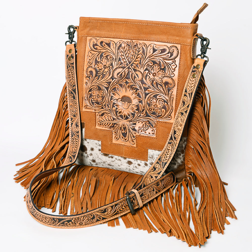American Darling Messenger Hand Tooled Hair-On Genuine Leather