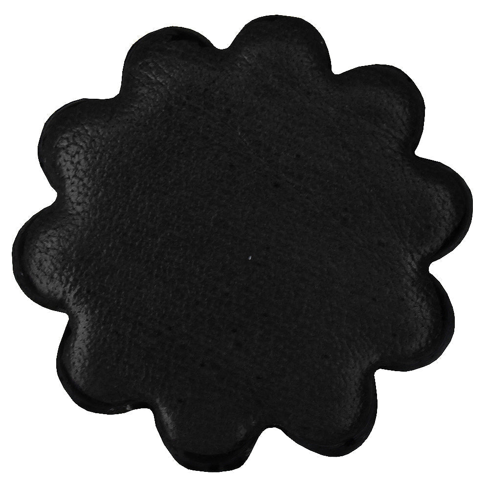 Hilason Plain Scalloped Leather Rosette Concho — Black, 1"