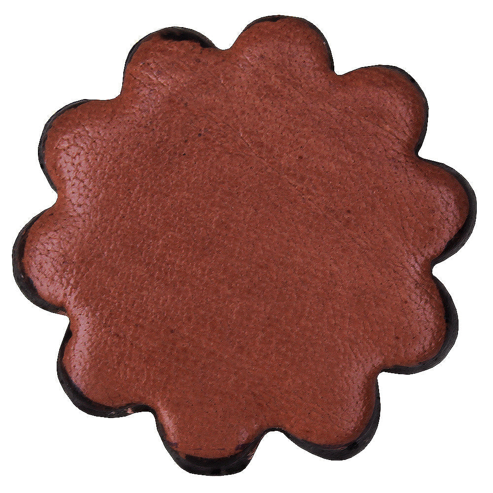 Hilason Plain Scalloped Leather Rosette Concho — Mahogany, 1"