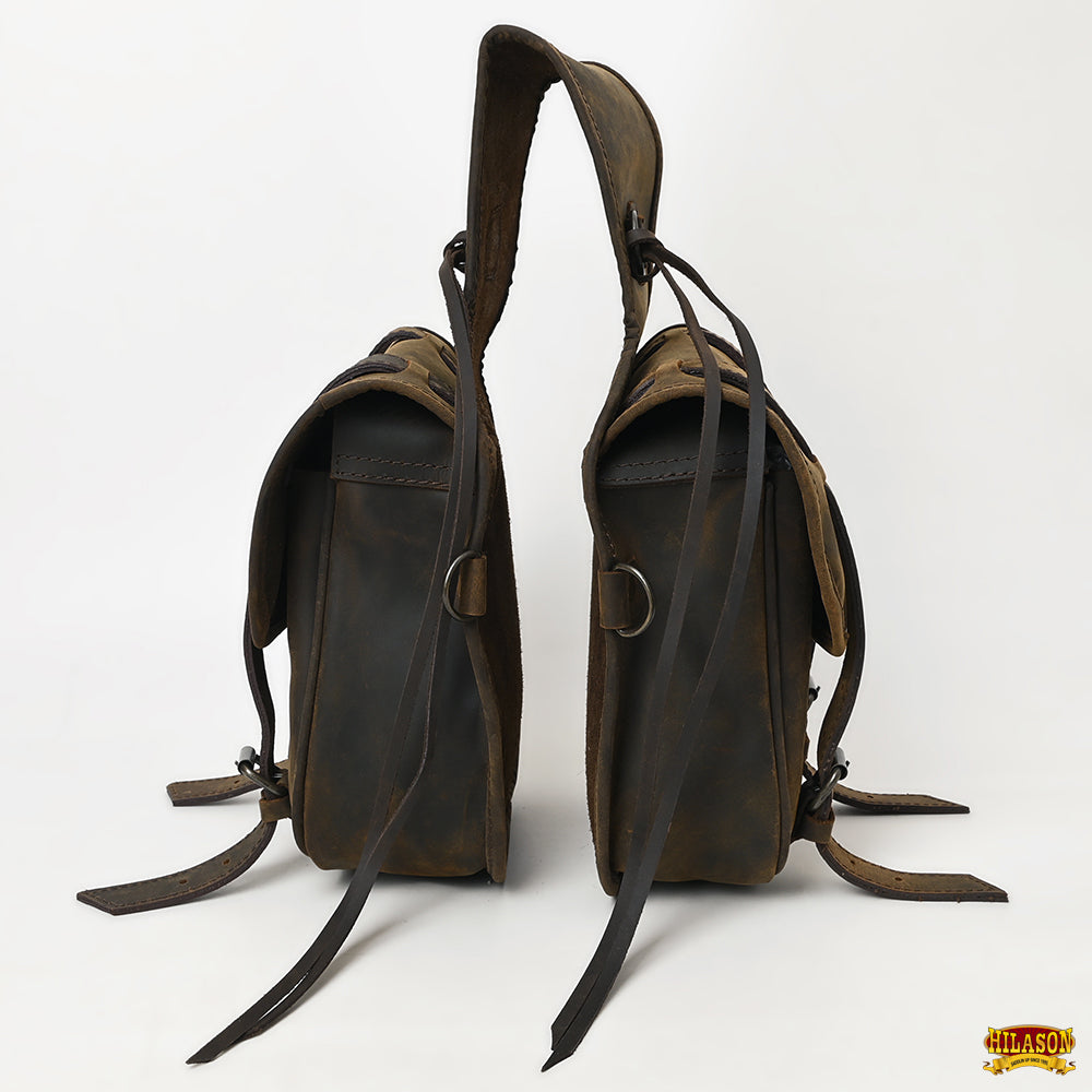 HILASON Soft Leather Horse Saddle Bag Dark Brown | Equestrian Western Adjustable Closure