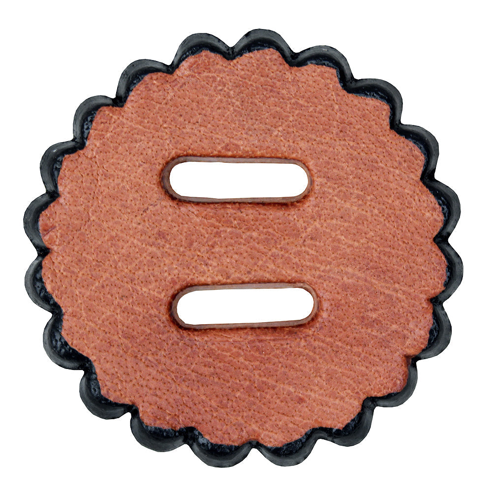 Hilason Slotted Scalloped Leather Rosette Concho — Tan, 1"