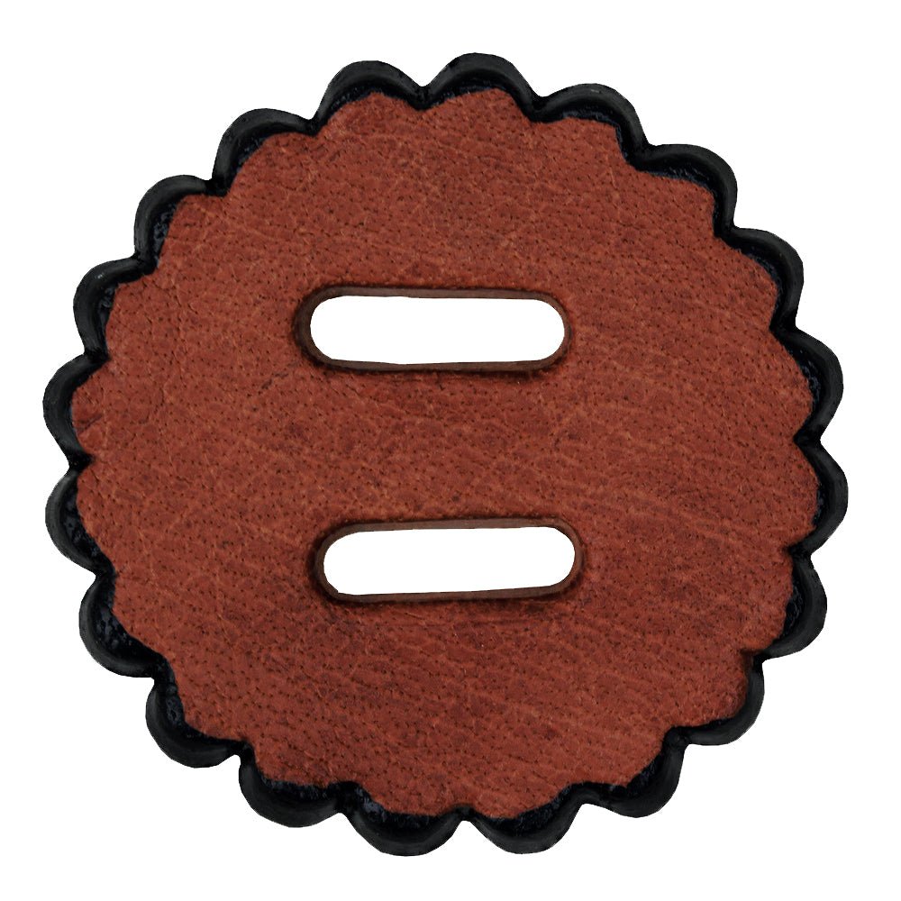 Hilason Slotted Scalloped Leather Rosette Concho — Mahogany, 1"